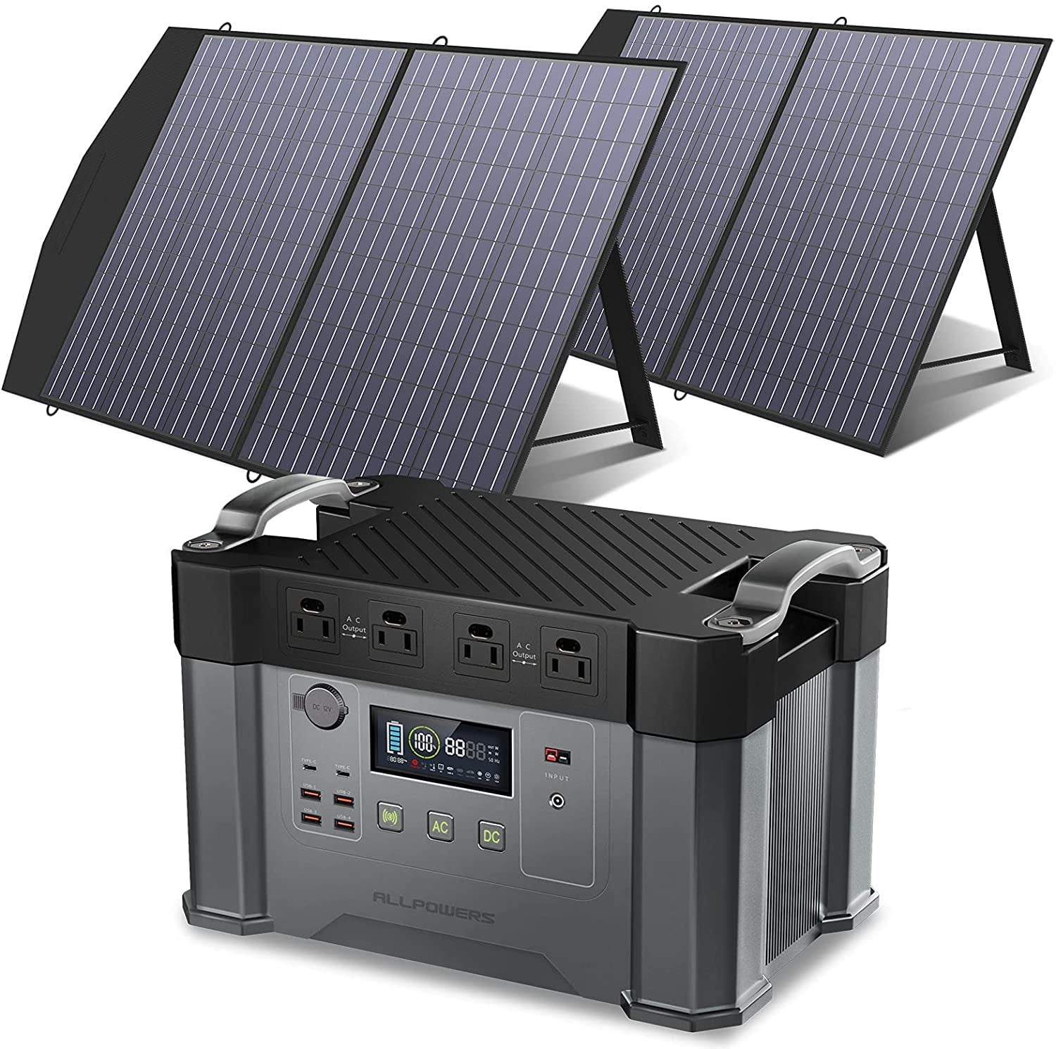 Allpowers Monster X 00w Solar Generator 1500wh Portable Power Station With 2 X 100w Foldable Solar Panels 100w For Battery Backup Electric Vehicle Rv Emergency Walmart Com