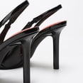 thumbnail image 4 of On feet & in love Women's Crinkled Patent Pointed Toe Slingback Heels - Crisscross Buckle Strap Stiletto Dress Pumps with Elastic Ankle Strap,Black, 4 of 6