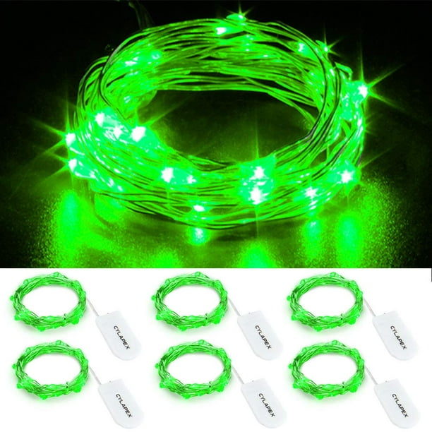 Fairy Lights CYLAPEX Green, 20 LED, funciona con pilas, 1 m, 6 unidades