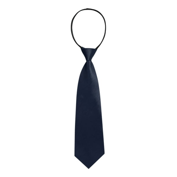 CORBATA DE HOMBRE PRE-ATADA CON CREMALLERA INSPIRADA EN CHIC PARA EL DÍA DEL PADRE, COLOR SÓLIDO, FORMAL Y CASUAL, AJUSTABLE, ANCHA, AZUL MARINO, 35 cm/13.8'