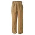 thumbnail image 4 of Olyvenn Long Straight Pants Womens Tops Casual Women Cotton And Linen Solid Drawstring Elastic Waist For Women 2023 Khaki 12, 4 of 6