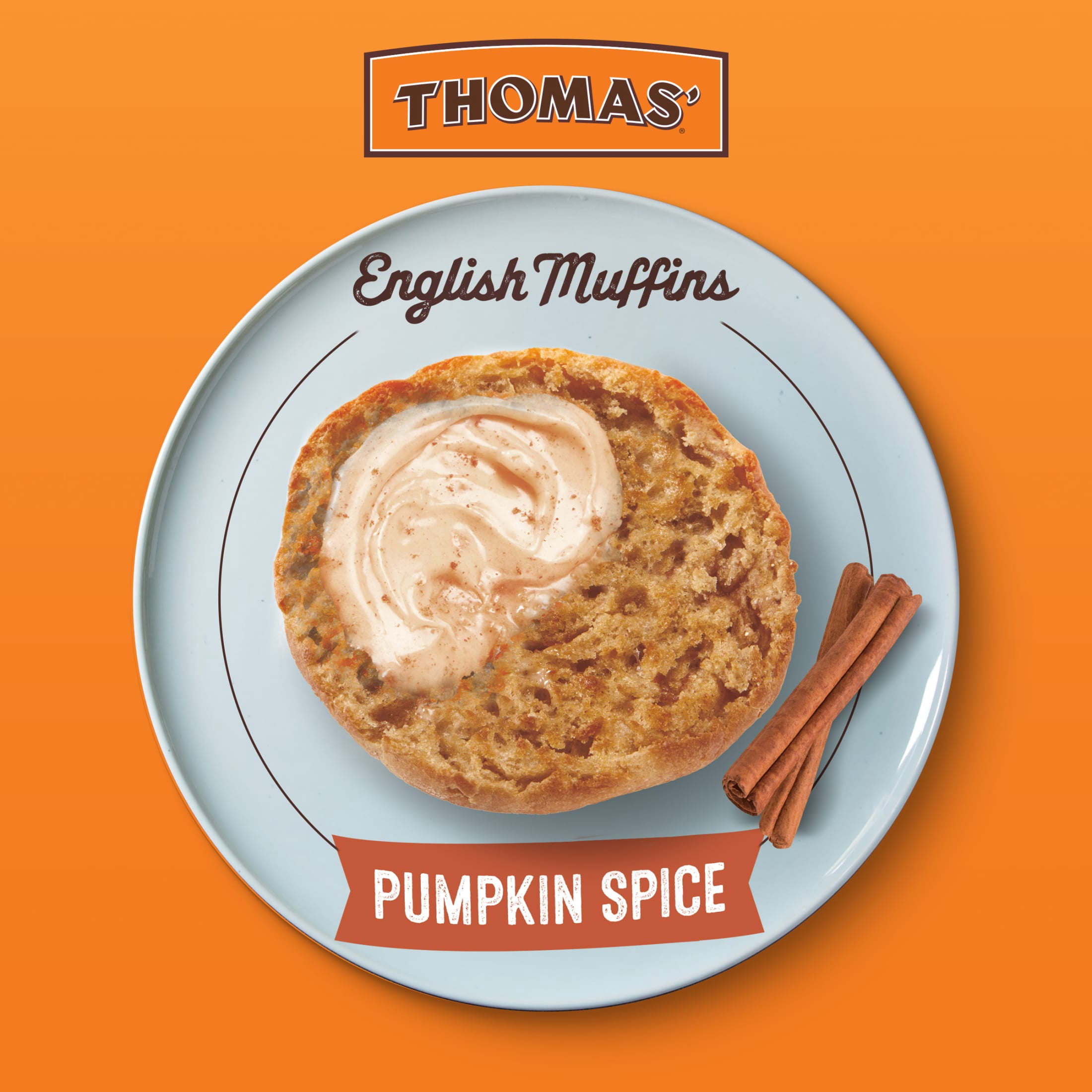 Thomas' Pumpkin Spice English Muffins, 6 count, English Muffins, 12 oz Tray