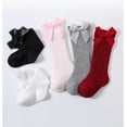thumbnail image 3 of 5 Pack Baby Girl Knee High Socks Toddler Dress Socks Baby Bow Stocking Cotton Infant Socks, 3 of 7