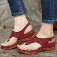 thumbnail image 2 of Anuirheih Wedge Sandals Women Flip Flops Comfortable Elastic Strap Open Toe Sandals with Arch Support Summer Shoes(Red), 2 of 7