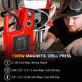 thumbnail image 5 of Accreate Magnetic Drill Press - 1300W, 1.57" Boring Diameter, with 11Pcs Drill Bits, Portable Electric Drilling Machine 700RPM, 5 of 9