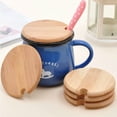 thumbnail image 1 of Taza de regalo creativa, taza de cerámica de vidrio, taza de café con leche, tapa de bambú, 1 of 2
