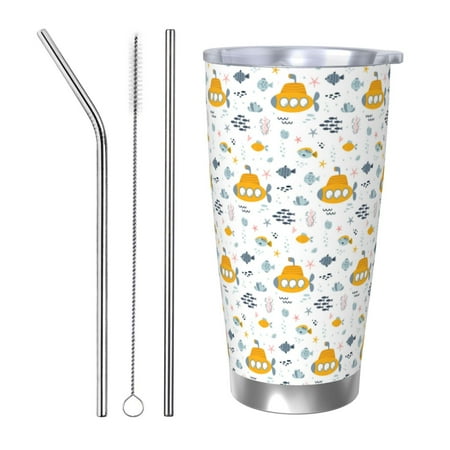 

Matuu Submarine Ship for 20oz Durable Thermal Cups Keep Drinks Cold and Hot Insulated Car Mug with Lid-Straw Three-piece Set