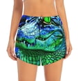 thumbnail image 3 of Uemuo Colorful Stained Glass Crocodile Pattern Women's Athletic Shorts High Waisted Running Shorts with Liner Pockets Gym Elastic Workout Shorts-, 3 of 9