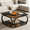 Brown, variant on Fnova 39.2" Square Coffee Table, Industrial Modern Style with Wood Colorblock Design, Decorative Center Table for Living Room, Bedroom & Apartment, Easy to Assemble