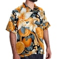 thumbnail image 2 of Tangerine Men's Short Sleeve Beach Shirts Poplin Spread Collar Tops Casual Printed Button Down Summer Unisex, 2 of 6