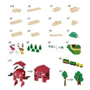 Fun Little Toys 77PCS Wooden Farm Train Set, Magnetic Wood Track with Barn Farm Animals Trees, Expandable Educational Toy, Non-Toxic Wooden Playset, Birthday Christmas Gift for 3-7 Boys Girls