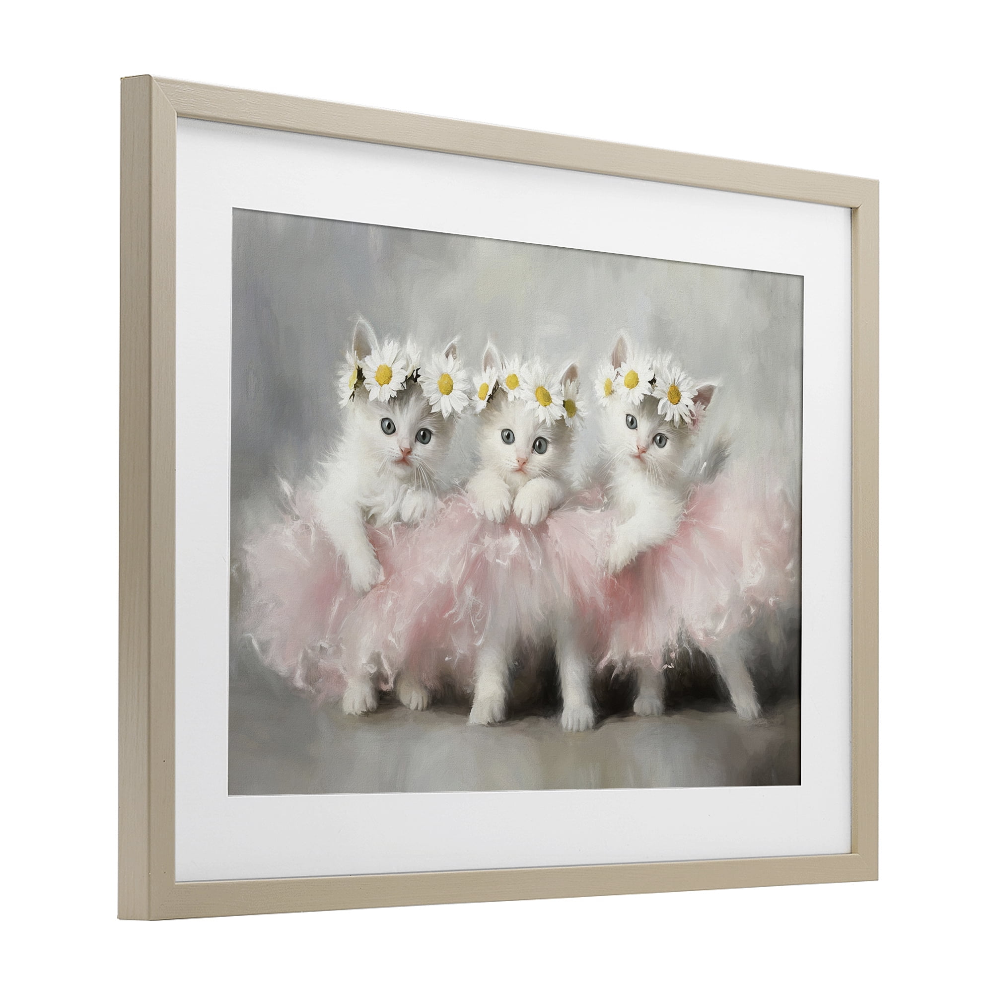 Stupell Industries Dancing Kittens in Tutus Birch Framed Print Under Glass, design by Tina LeCour