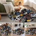 thumbnail image 5 of Small Round Rug 3Ft Washable Non-Slip, Wildflowers Blossom Circle Area Rugs for Living Room Bedroom, Black Spring Garden Botanical Floral Indoor Floor Mats Carpet Runner for Home Decor, 5 of 8