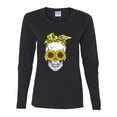 thumbnail image 2 of Skull Sunflower Skeleton Bandana Inspirational/Christian Womens Graphic Long Sleeve T-Shirt, Black, Small, 2 of 3