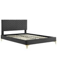 thumbnail image 5 of Platform Bed Frame, Tufted, Full Size, Dark Grey Gray, Velvet, Mid Century Bedroom, Modern Contemporary Boutique HB35585, 5 of 8