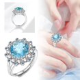 thumbnail image 2 of Anillo de aguamarina Diseño femenino Anillo azul Estilo ajustable y abierto Joyería para la mano, 2 of 8