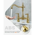 thumbnail image 6 of Wowow Brass Bridge Centerset Kitchen Faucet for Sink, 2 Handle 2 Hole 360 Degree Swivel Faucets for Vintage Farmhouse, Gold, 6 of 8