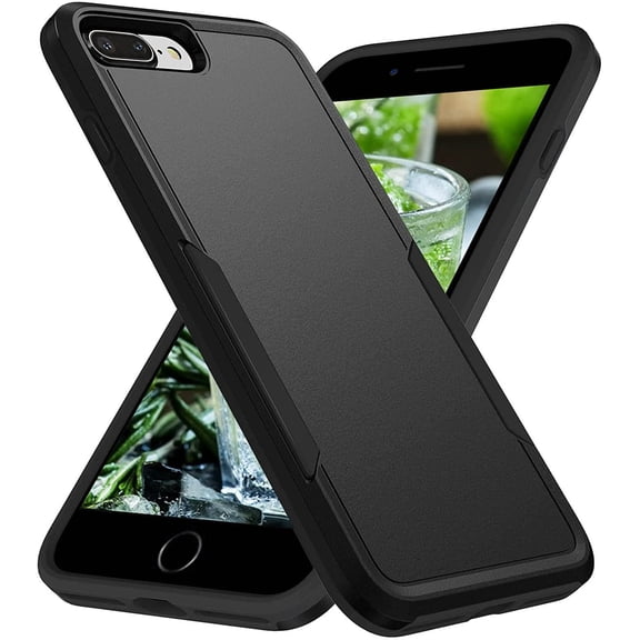 Entronix Heavy Duty Case Compatible with iPhone 8 Plus / iPhone 7 Plus, Hybrid Hard Cover, Black