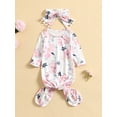 thumbnail image 2 of Licupiee Infant Newborn Baby Girls Cow/Floral Sleep Gown Headband Sleepwear Romper Sleeping Bags Outfits 0-3M, 2 of 7