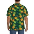 thumbnail image 3 of Balery Pineapples with Palm Leaves Camisa Casual de Manga Corta con Botones para Hombre, Texturizada, Estilo Cubano, para Playa, Verano-Medium, 3 of 5