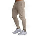 thumbnail image 5 of HOOMEUMY Men's Jogger Pants Slim Fit Sweatpants Elastic Waist Drawstring Sports Trousers for Running Workout Gym Training Beige S, 5 of 5