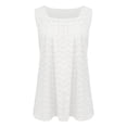 thumbnail image 6 of Lovskoo 2024 Tank Top for Women Solid Color Eyelet Pleated Square Collar Tank Tee Summer Casual Loose Sleeveless Shirt White 2XL, 6 of 7