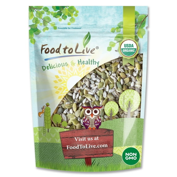 Organic Sprouted Pumpkin and Sunflower Seeds Mix, 0.5 Pounds — Non-GMO, Raw, Vegan, Kosher — by Food to Live