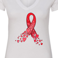 thumbnail image 4 of Inktastic Heart Health Awareness Red Ribbon Made of Hearts Women's V-Neck T-Shirt, 4 of 5