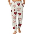 thumbnail image 2 of Iaqnaocc valentines pajama pants for men Soft Cute Love Heart Print Pj Pants Loose Elastic Waist Pajamas Pants Lightweight Spring Summer PJ Bottoms with pockets Deep Red M, 2 of 7