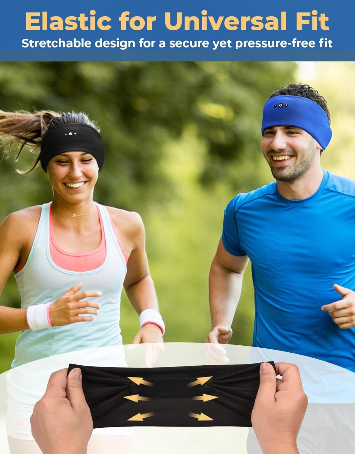 2PCS Sleeping Headphones, Headband Headphones with HD Stereo Speakers, Bluetooth for Sports, Running, Workouts, Yoga, Travel, Gift - &Blue