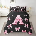 thumbnail image 2 of Castle Fairy Monogrammed Letter 7-Piece Twin Bedding Sets,Kawaii Bowknot Bedding Comforter Set,Dreamy Princess Breathable Sheet Sets,Breathable Cartoon Home Decor,Reversible, 2 of 8
