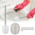 thumbnail image 4 of Stainless Steel Round Toilet Brush and Holder Free Standing Bathroom Cleaning Tool Set, 4 of 7