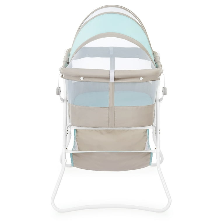 Dream On Me Karley Bassinet in Blue and Grey, Quick Fold and Easy