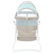 Dream On Me Karley Bassinet in Blue and Grey, Quick Fold and Easy to Carry, Large Storage Basket