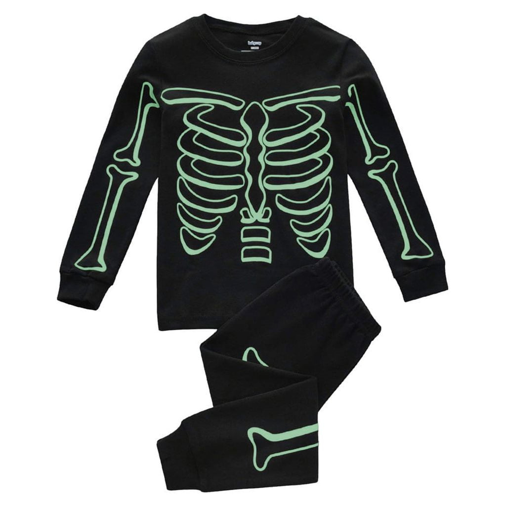 pajama sets skeleton kids pjs