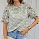 thumbnail image 2 of Blusas de Manga Corta para las Mujeres Imprimir Cuello de Pie Top Casual, Blusas para las Mujeres Casual, 2 of 6