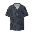 thumbnail image 3 of Goofa Golden Peonies Printed Men's Casual Short-sleeved Shirt,Lightweight Breathable Button-down,Summer Casual men's top,Versatile Fashion shirt-, 3 of 7