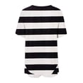 thumbnail image 3 of Camiseta de manga corta con botones y cuello redondo para mujer, camiseta Sexy de verano a la moda, pantalones cortos estampados a rayas con bolsillo y cintura elástica Pompotops ulkah937181, 3 of 5