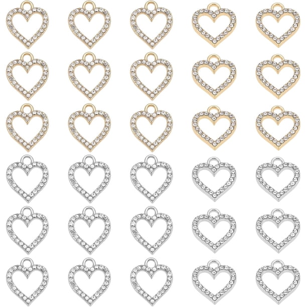 Colgantes de estrella con forma de corazón y lágrima de diamantes de imitación, dijes de aleación con forma de mariposa y luna, dijes colgantes de corazón de San Valentín para hacer collares y joyas.