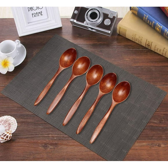 Fridja 5PCS Lot Kitchen Wooden Spoon Bamboo Cooking Utensil Tool Soup Teaspoon Catering