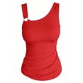 thumbnail image 5 of Karymi Tops for Women Trendy Asymmetrical One‑Shoulder O‑Ring Ribbed Knit Tank Top, Slim‑Fit Sleeveless Camisole, Edgy Street‑Chic Casual Everyday‑Wear Blouse Womens Tops Dressy Casual, 5 of 5