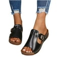 thumbnail image 5 of 2025 Womens Sandals Beach, Xunlbb Women's Fashion Casual Belt Buckle One-Line Spring And Summer New Breathable Thick-Soled Open-Toe Beach Sandals(Black,Size:36), 5 of 9