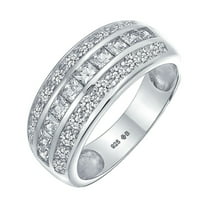 Bling Jewelry Womens Art Deco Pink Blue CZ Cocktail Statement Ring Silver