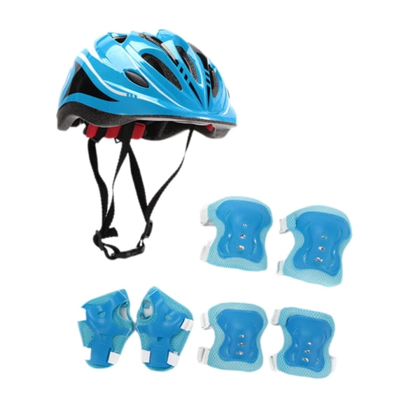 Casco de bicicleta para niños Juego de patinaje Casco ajustable con almohadillas de codo con protectores de muñeca para patinador de patineta Skate al Estilo E