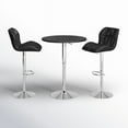 thumbnail image 4 of PULUOMIS 3 Pieces Bar Stools Set, Modern PU Leather Adjustable Swivel Black Bar Stool with Back, Set of 2 with Black Bar Table, 4 of 8