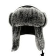 thumbnail image 3 of HYwys Men Faux Fur Suede Leather Trapper Hat Cap Ski Ushanka Russian Cossack Bomber, 3 of 5