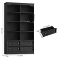 thumbnail image 2 of Homfa Double Row 6 Tier Bookcases, 71 in Tall Bookcase Bookshelf with 4 Drawers and 8 Display Cubicles, for Home Office Living Room, Black, 2 of 8