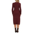 thumbnail image 3 of INSPIRE CHIC Sweater Dress for Women's V Neck Long Sleeve Ribbed Knit Midi Dresses XL Burgundy, 3 of 6