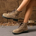thumbnail image 4 of Lovzfmll Ankle Boots for Women, Chunky Heel Military Boots Chunky, Low Heel Lace Up Round Toe Fall Booties Motorcycle Brown Boots, 4 of 9
