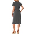 thumbnail image 3 of INSPIRE CHIC Crew Neck Dress for Women's Short Sleeve Casual Wedding Midi Dresses L Dark Grey, 3 of 5